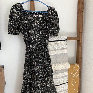 Levi's Cotton Black Midi Dress with Puff Sleeves